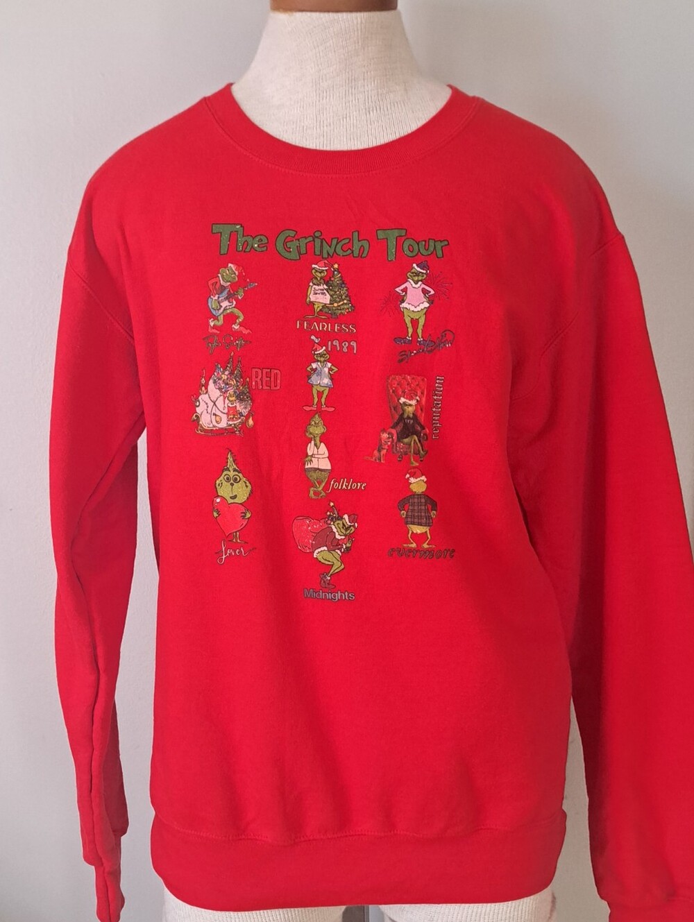 The Grinch Tour Graphic Sweatshirt Taylor Swift Christmas whimsy casual red SM
